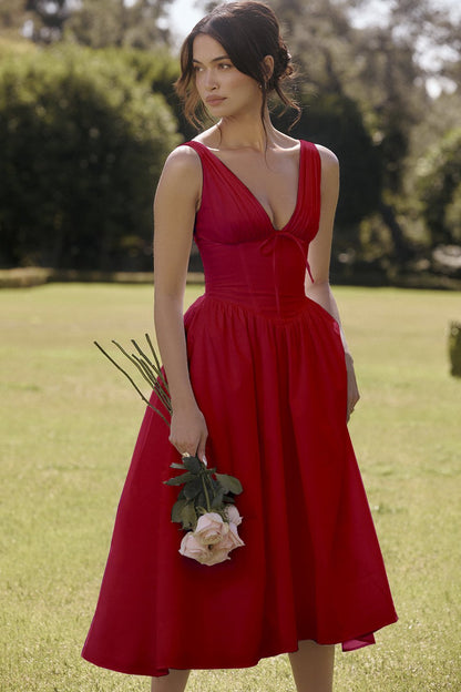 Stilvolles Swing-Kleid mit Blumenmuster und V-Ausschnitt🌺Kaufen Sie 2, kostenloser Versand