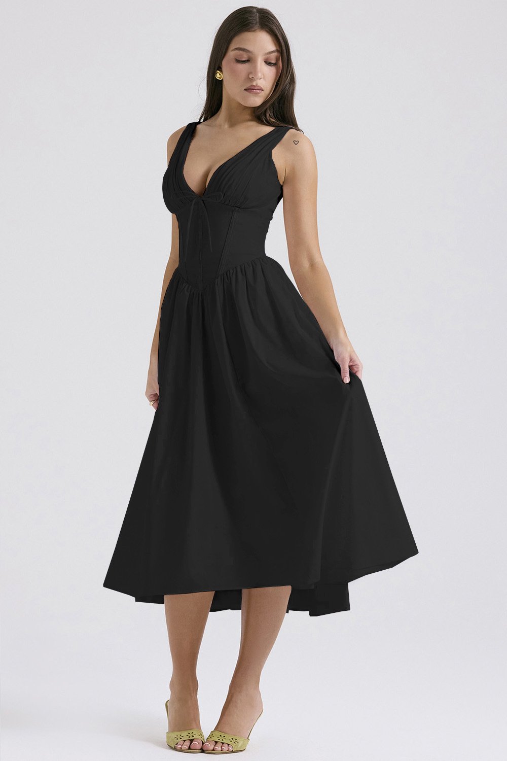 Stilvolles Swing-Kleid mit Blumenmuster und V-Ausschnitt🌺Kaufen Sie 2, kostenloser Versand
