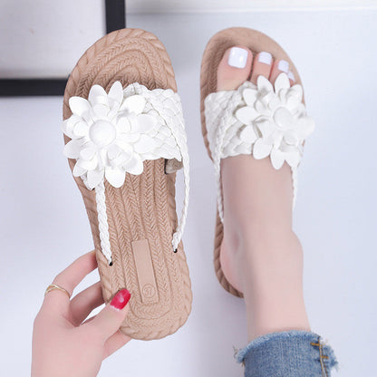 Flache Flip-Flops mit Blumenmuster für Damen