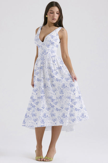Stilvolles Swing-Kleid mit Blumenmuster und V-Ausschnitt🌺Kaufen Sie 2, kostenloser Versand