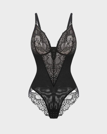 SheCurve® Sexy Lace Deep-V Neck Bodysuit