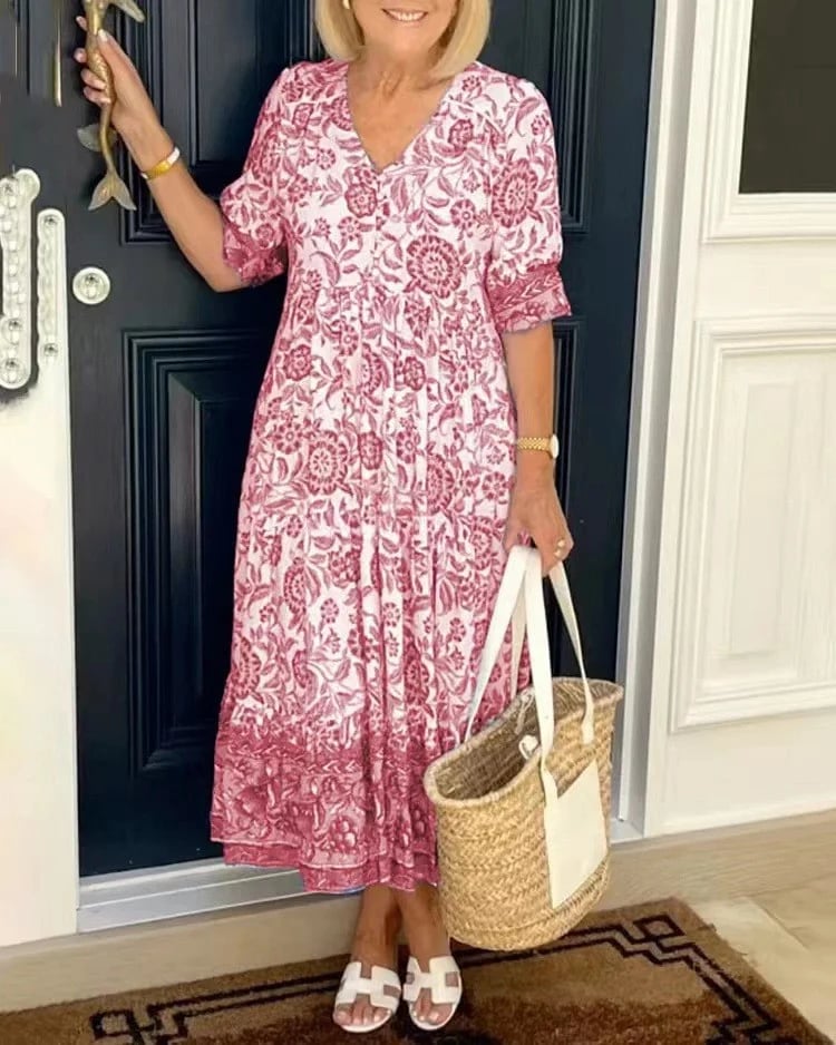 Bohemian-Kleid mit V-Ausschnitt