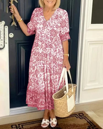 Bohemian-Kleid mit V-Ausschnitt