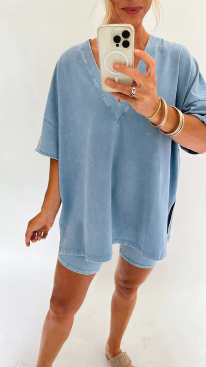 Ensemble d'été délavé pour femme