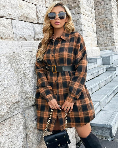 Damen Button-Down-Flanellhemden mit Karomuster (2 Stück kaufen, kostenloser Versand)