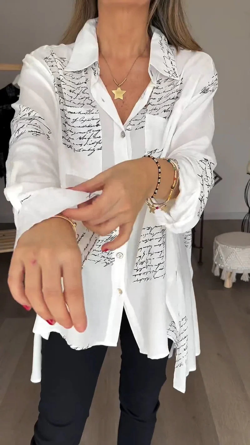 Chemise à revers tendance avec imprimé lettre 2024 (2 achats, livraison gratuite)