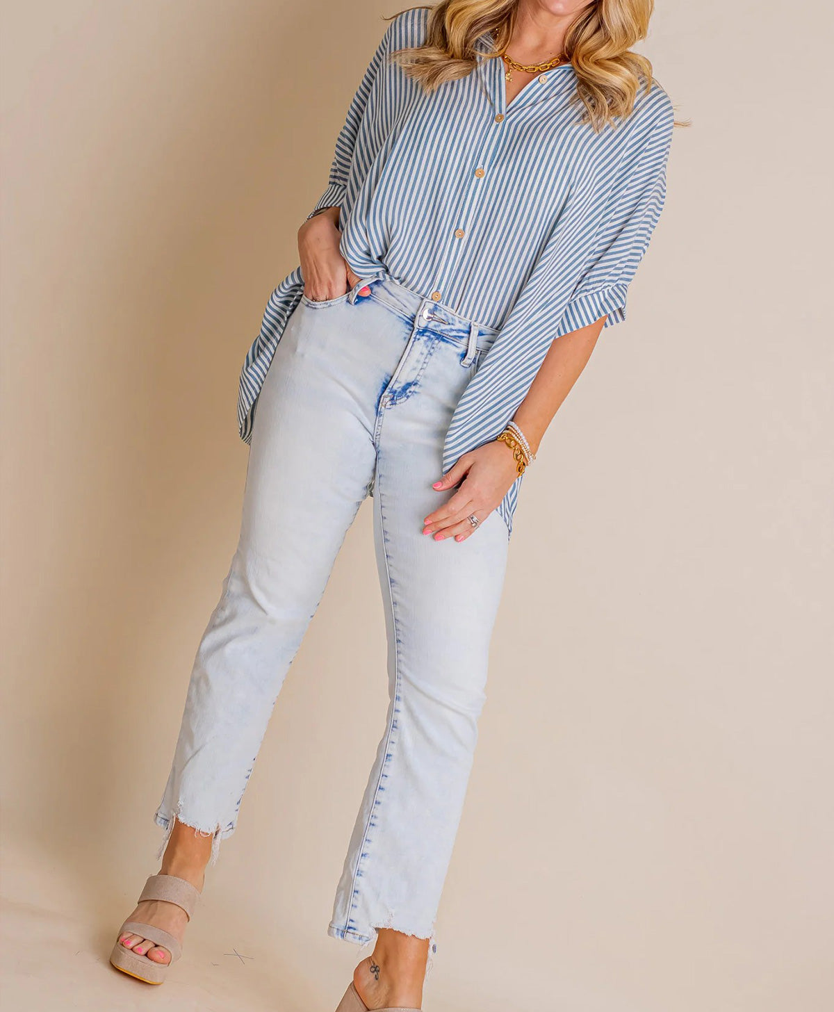 Chemise boutonnée surdimensionnée à rayures pour femme (2 achats, livraison gratuite)