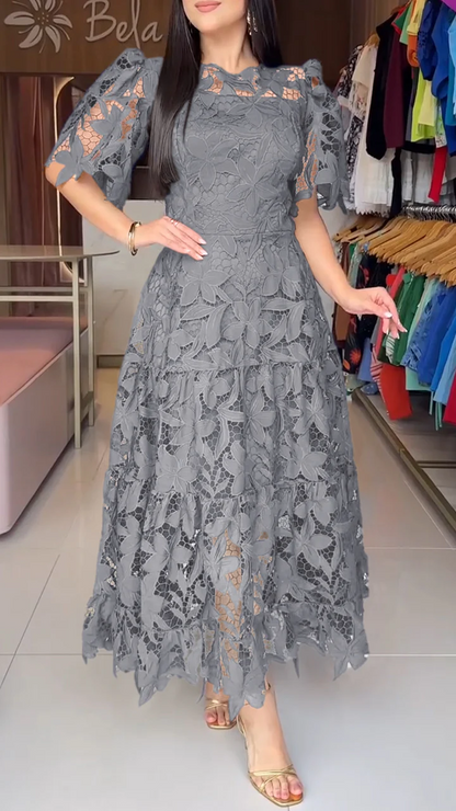Robe creuse à col rond pour femme 