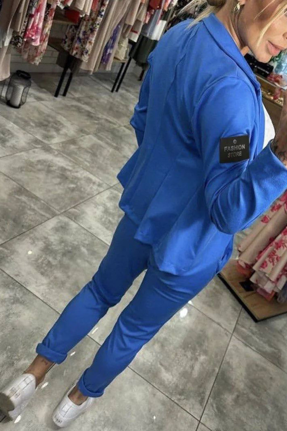 Ensemble deux pièces pour femme, veste et pantalon élastique 