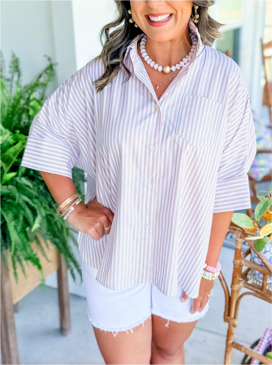 Chemise boutonnée rayée pour femme, haut trapèze à ourlet fendu sur le côté (2 achats, livraison gratuite)