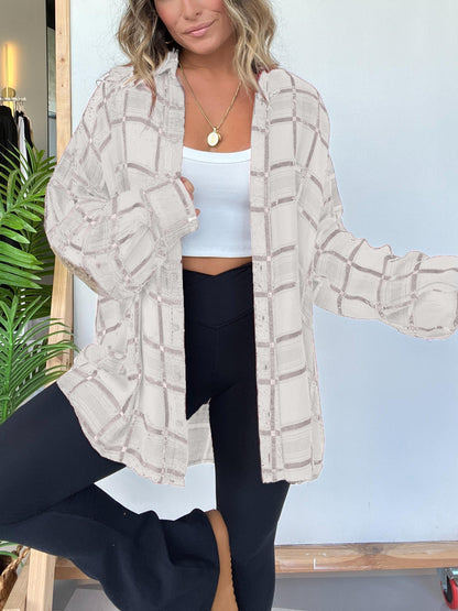 Chemise boutonnée à carreaux pour femme avec détails aux coudes (2 pièces achetées, livraison gratuite)