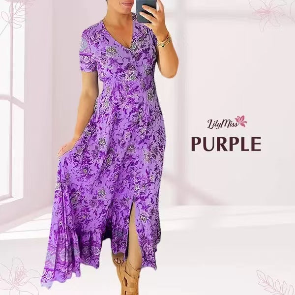 (💃Vente chaude - 43% de réduction🔥)Robe à col en V à imprimé floral