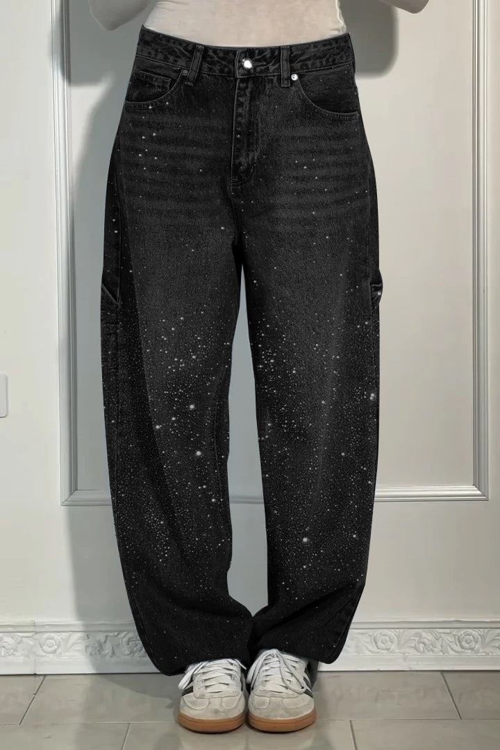 Lässige Haremsjeans mit Strasssteinen für Damen 