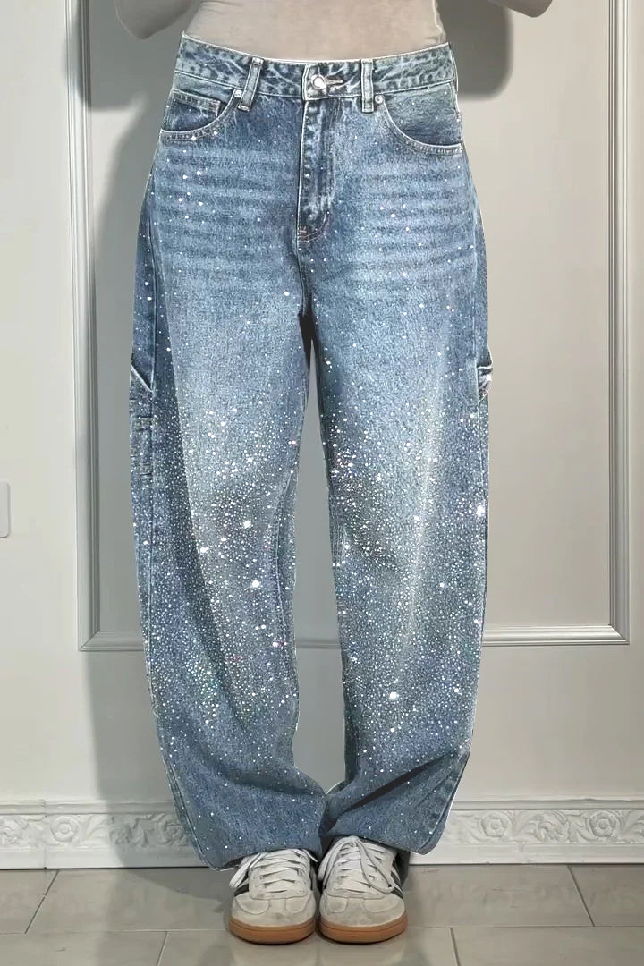 Lässige Haremsjeans mit Strasssteinen für Damen 