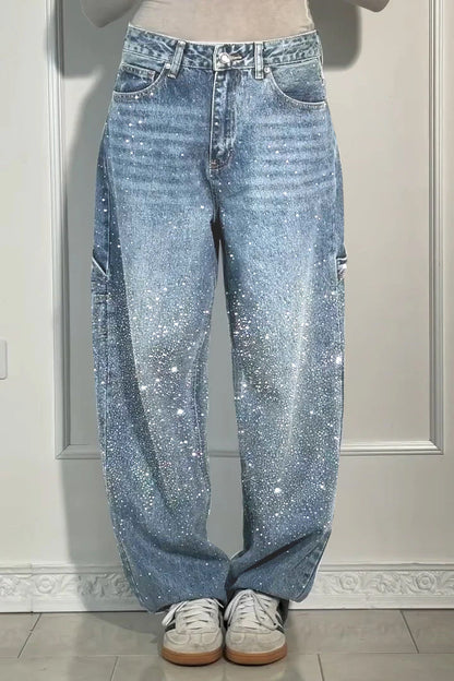 Lässige Haremsjeans mit Strasssteinen für Damen 