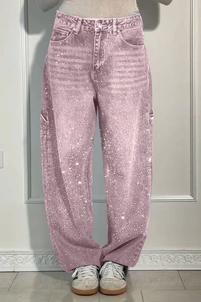 Lässige Haremsjeans mit Strasssteinen für Damen 