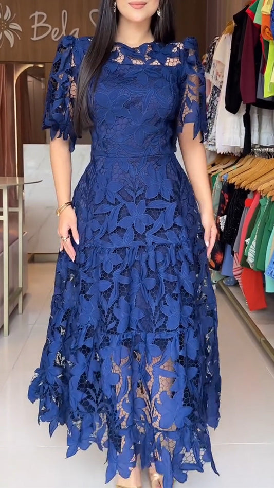 Robe creuse à col rond pour femme 