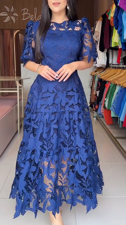 Robe creuse à col rond pour femme 