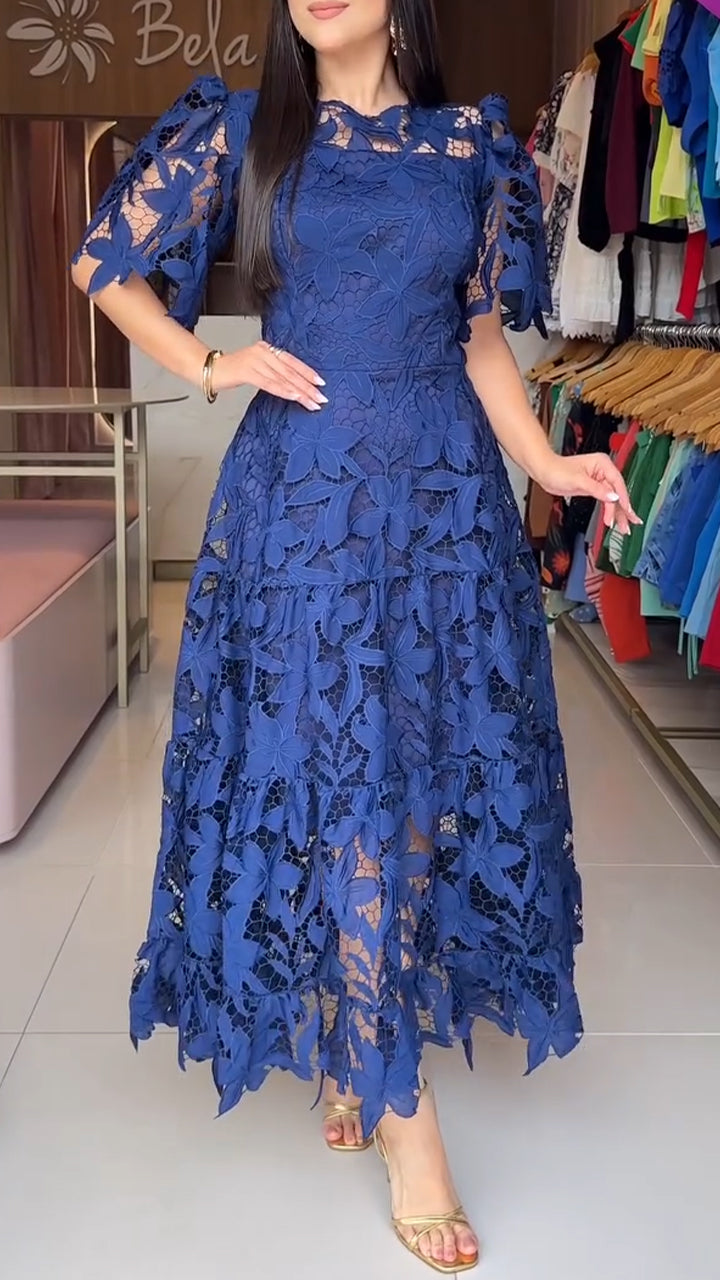 Robe creuse à col rond pour femme 