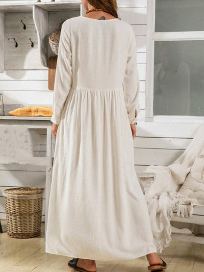 Robe élégante en coton de couleur pure pour femme 