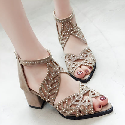 🔥VENTE FLASH 2024 -50 %🔥Sandales à talons épais ajourés pour femmes 