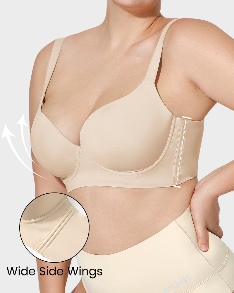 Soutien-gorge push-up plongeant lissant le dos 