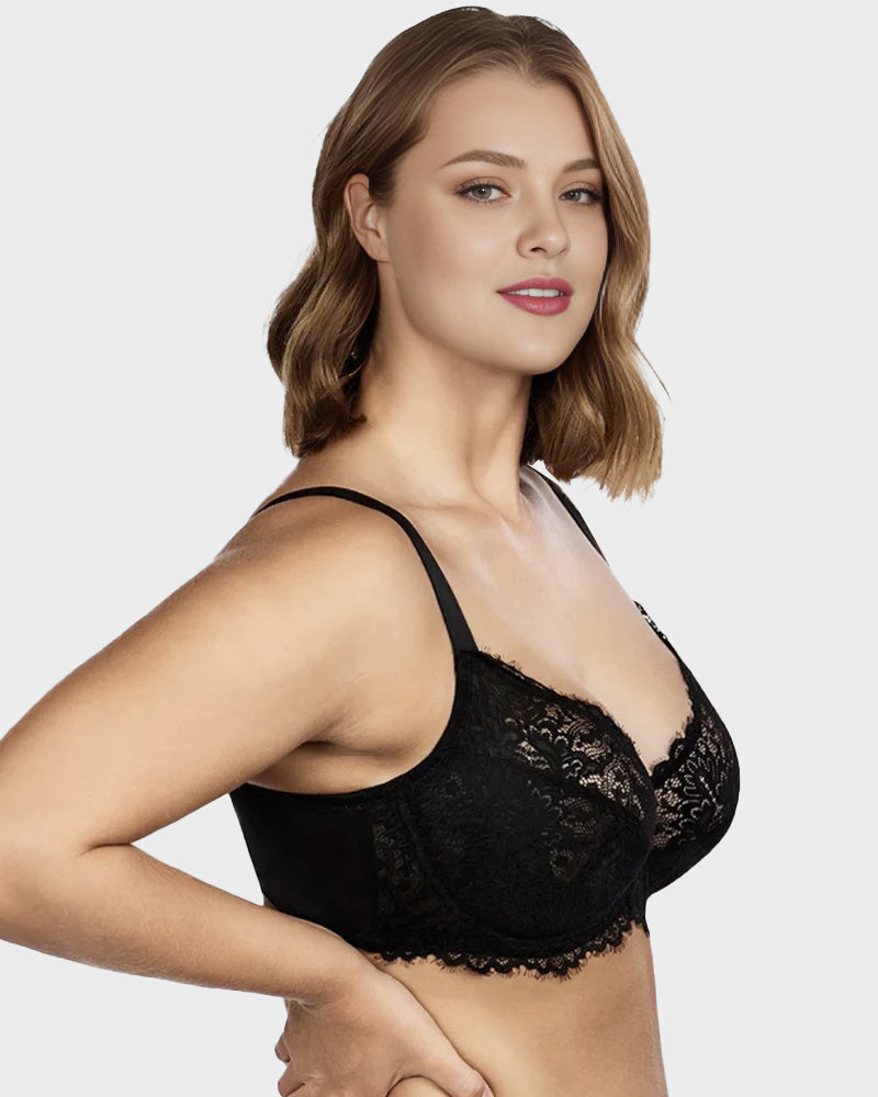 Soutien-gorge push-up à armatures en dentelle sans doublure confortable