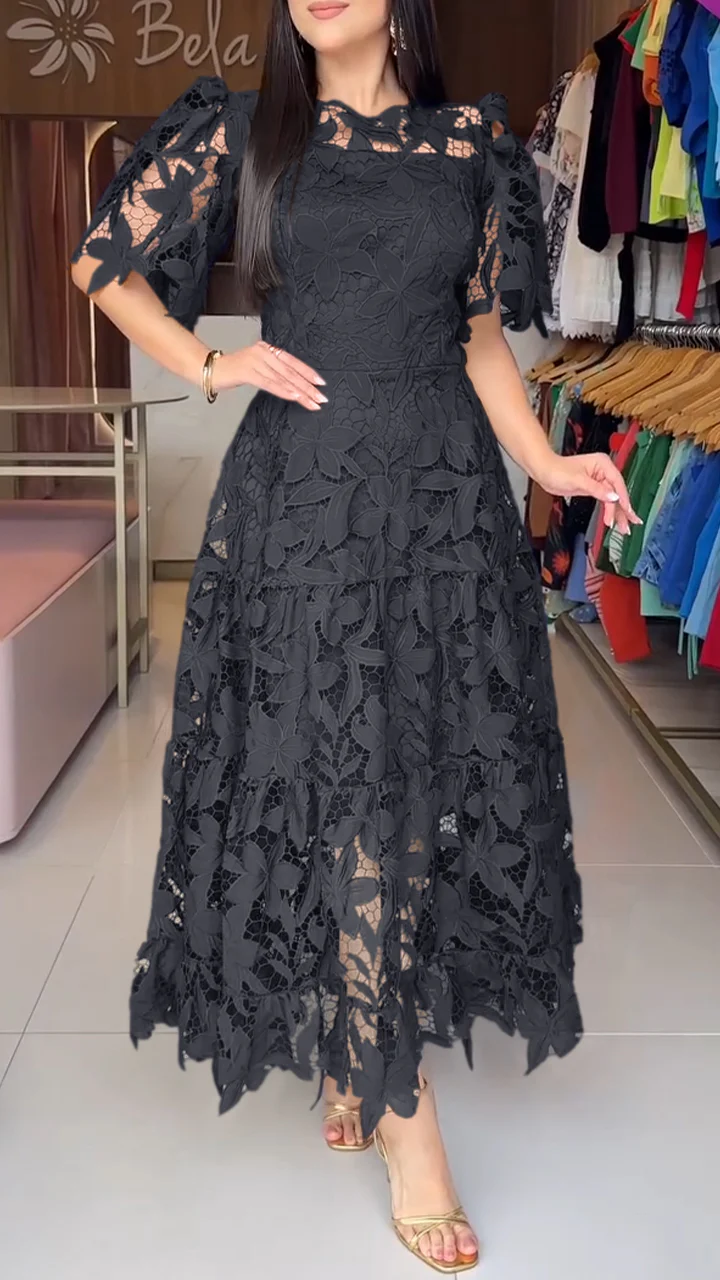 Robe creuse à col rond pour femme 