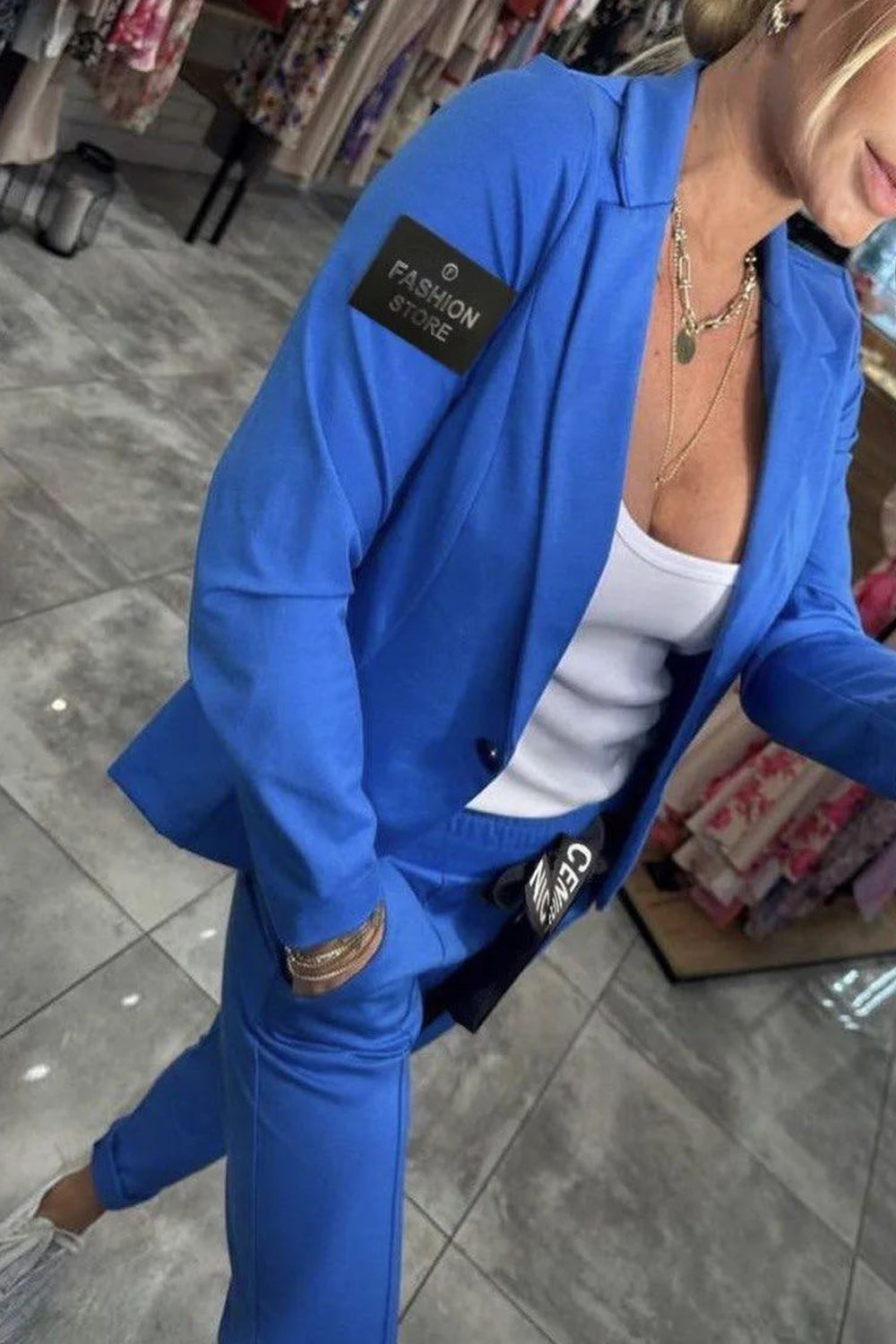 Ensemble deux pièces pour femme, veste et pantalon élastique 