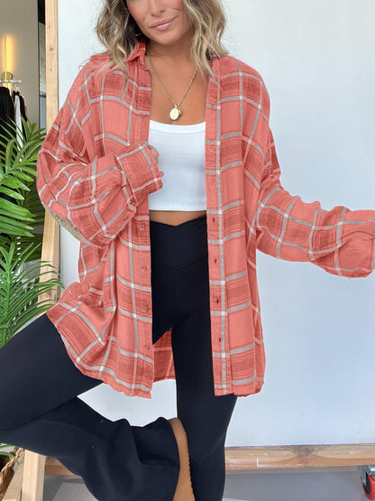 Chemise boutonnée à carreaux pour femme avec détails aux coudes (2 pièces achetées, livraison gratuite)