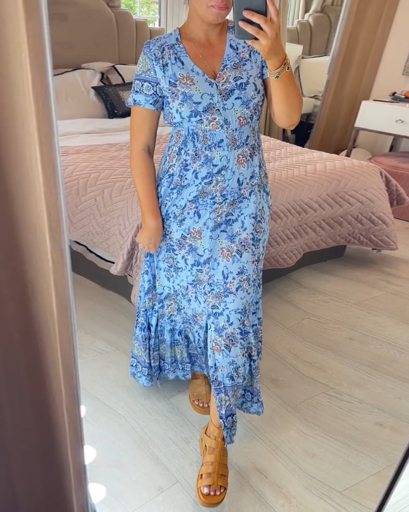 (💃Vente chaude - 43% de réduction🔥)Robe à col en V à imprimé floral