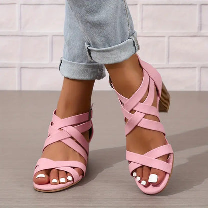 🔥 Promotion du dernier jour - 50 % de réduction - Sandales orthopédiques rétro à talons hauts pour femmes 