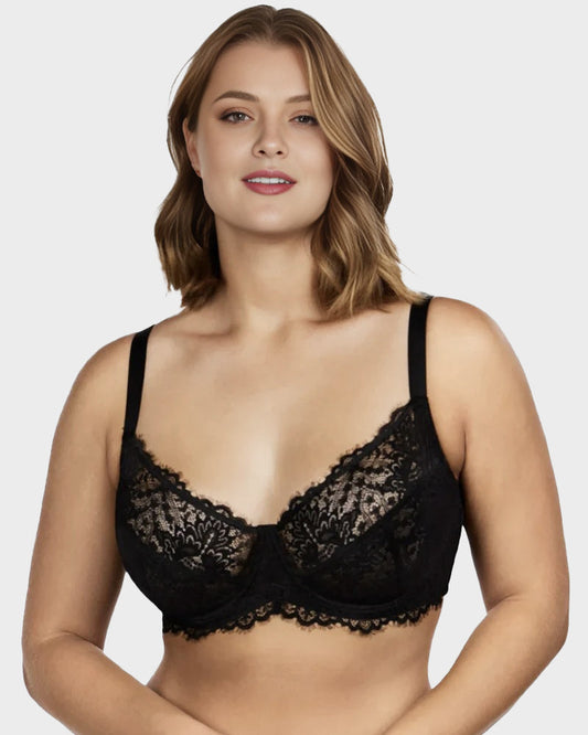 Soutien-gorge push-up à armatures en dentelle sans doublure confortable