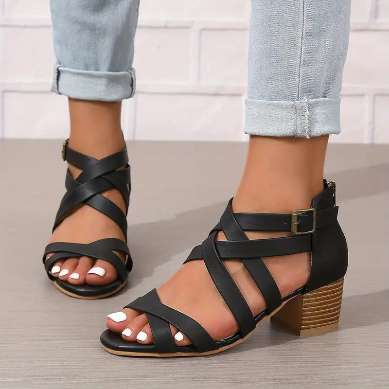 🔥 Promotion du dernier jour - 50 % de réduction - Sandales orthopédiques rétro à talons hauts pour femmes 