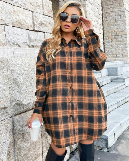 Damen Button-Down-Flanellhemden mit Karomuster (2 Stück kaufen, kostenloser Versand)