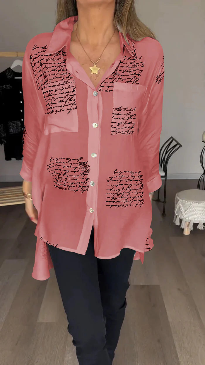 Chemise à revers tendance avec imprimé lettre 2024 (2 achats, livraison gratuite)