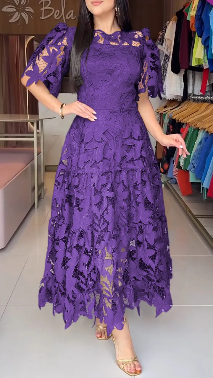 Robe creuse à col rond pour femme 