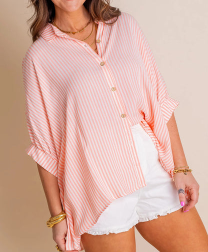 Chemise boutonnée surdimensionnée à rayures pour femme (2 achats, livraison gratuite)