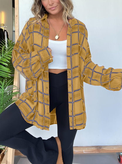 Chemise boutonnée à carreaux pour femme avec détails aux coudes (2 pièces achetées, livraison gratuite)