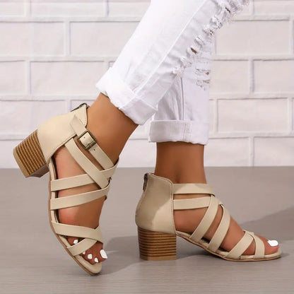 🔥 Promotion du dernier jour - 50 % de réduction - Sandales orthopédiques rétro à talons hauts pour femmes 