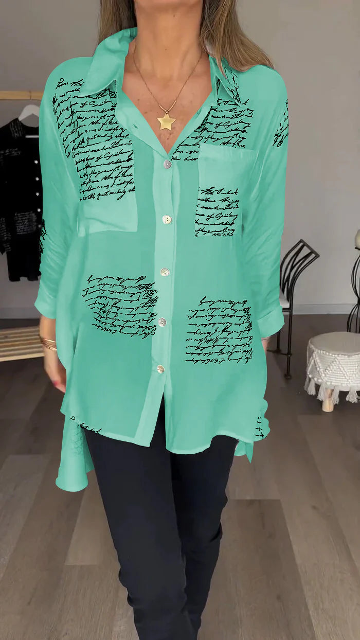 Chemise à revers tendance avec imprimé lettre 2024 (2 achats, livraison gratuite)