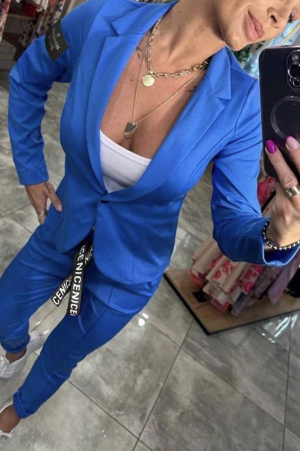 Ensemble deux pièces pour femme, veste et pantalon élastique 