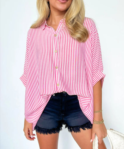 Chemise boutonnée surdimensionnée à rayures pour femme (2 achats, livraison gratuite)
