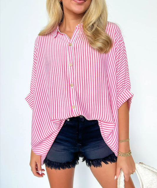 Chemise boutonnée surdimensionnée à rayures pour femme (2 achats, livraison gratuite)