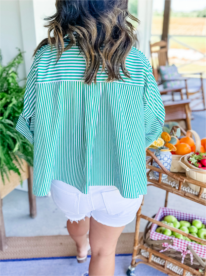 Chemise boutonnée rayée pour femme, haut trapèze à ourlet fendu sur le côté (2 achats, livraison gratuite)