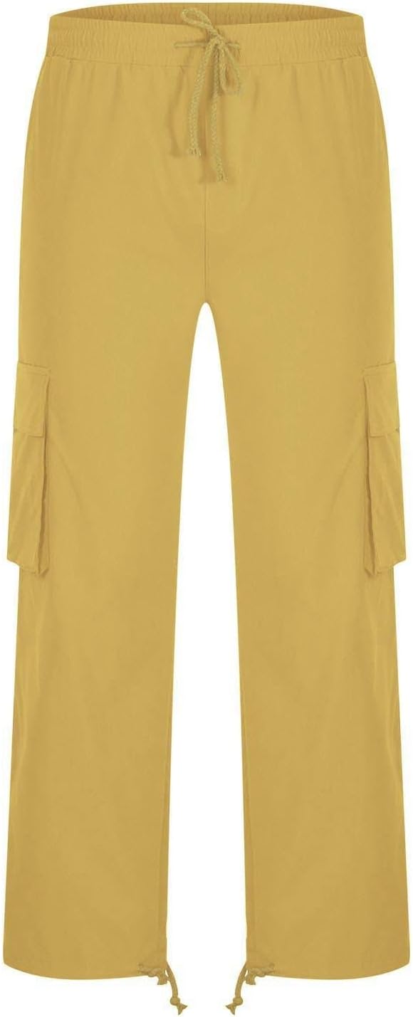 Men's Casual Cargo Pants Drawstring Workwear Pants Hiking Jogger Pants Multi Pockets Outdoor Fashion Jogging Cool Pants