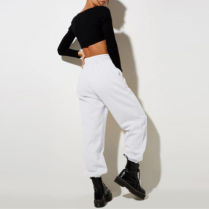 Damen High Waist Baggy Sweatpants Bequeme Jogginghose aus Baumwolle 