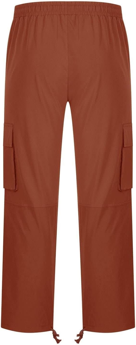 Men's Casual Cargo Pants Drawstring Workwear Pants Hiking Jogger Pants Multi Pockets Outdoor Fashion Jogging Cool Pants