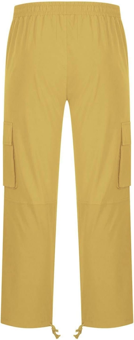 Men's Casual Cargo Pants Drawstring Workwear Pants Hiking Jogger Pants Multi Pockets Outdoor Fashion Jogging Cool Pants
