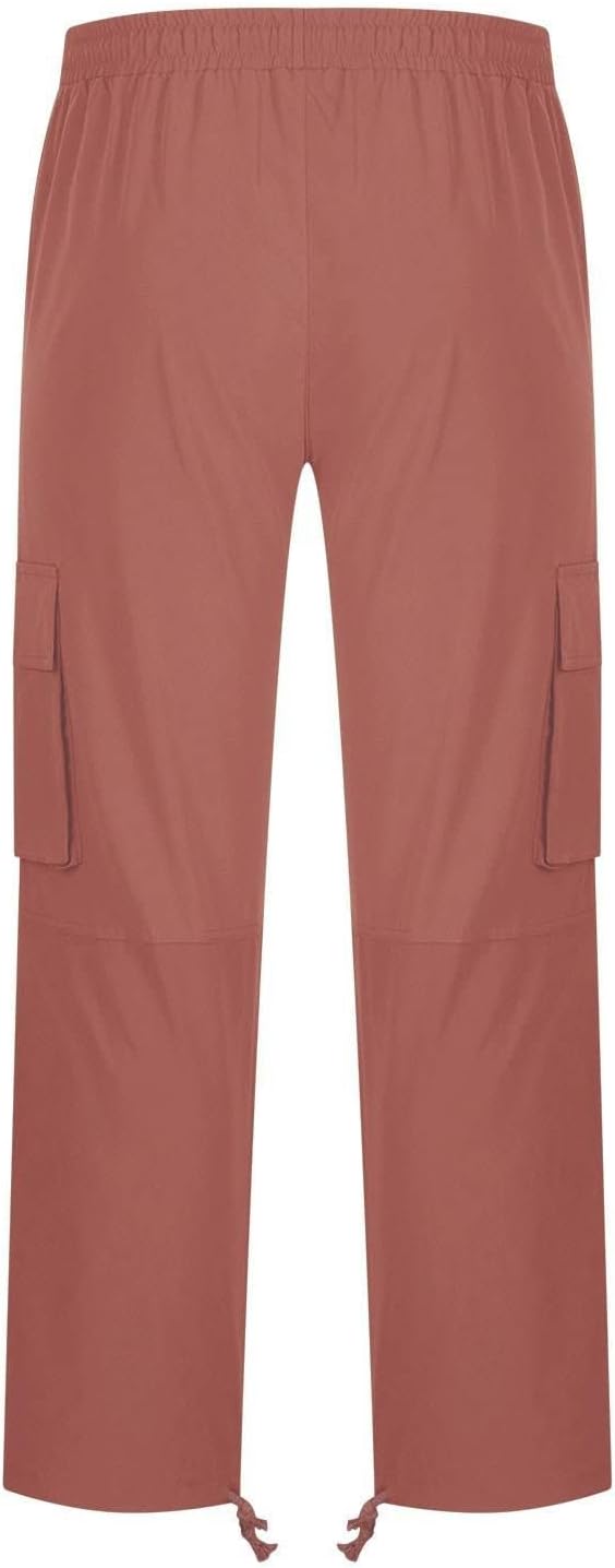 Men's Casual Cargo Pants Drawstring Workwear Pants Hiking Jogger Pants Multi Pockets Outdoor Fashion Jogging Cool Pants